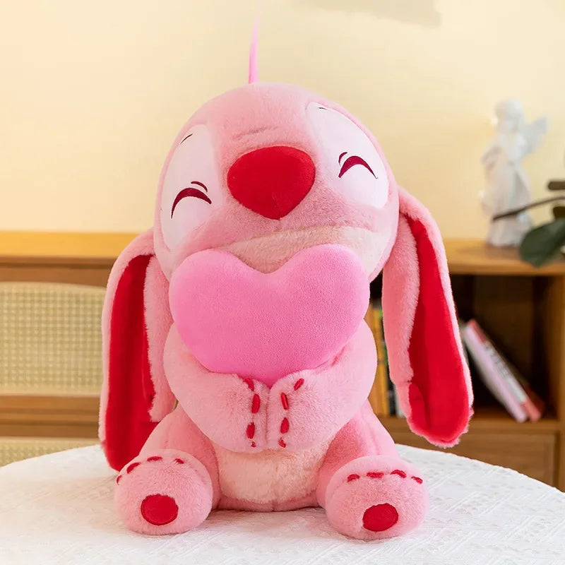 New Blue Pink Lilo & Stitch Hug The Duck Doll Cartoon Angel Plush Toy Cute Anime Soft Stuffed Kawaii Children's Birthday Gift