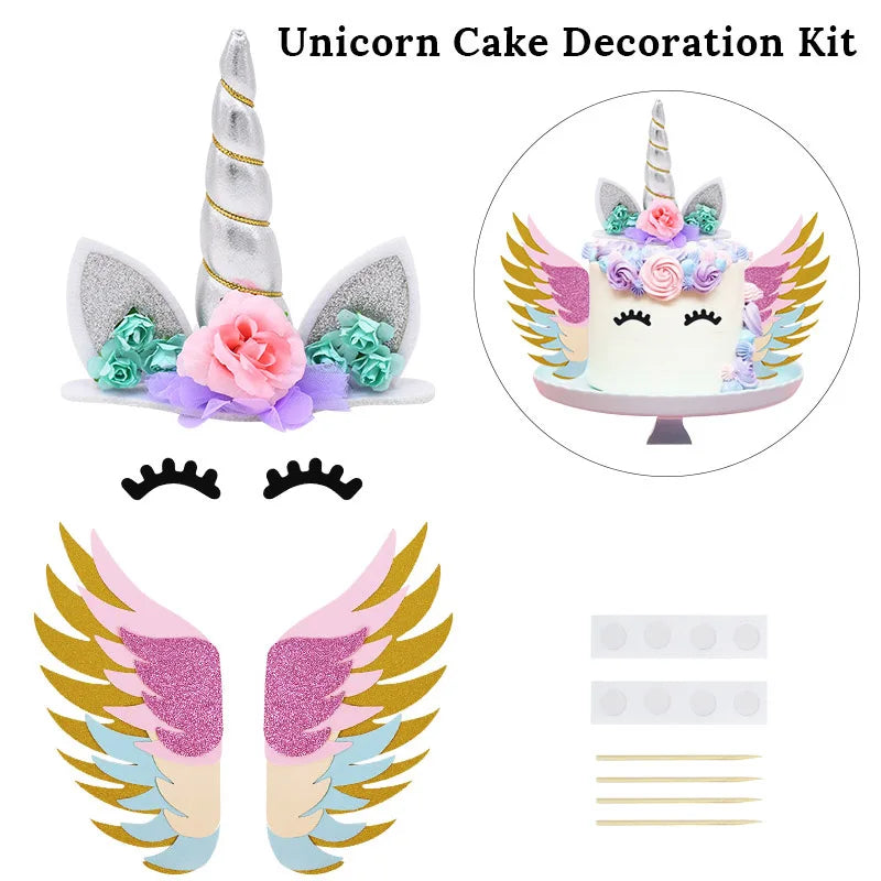 Rainbow Cake Toppers Baby Shower Girl 1st Birthday Party DIY Decoration Kid Cupcake Wrapper Wedding Unicorn Theme Party Supplies