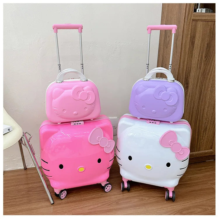 Hello Kittys Trolley Case Girls Sanrioed Universal Wheel Trolley Portable Suitcase Cartoon Travel Boarding Case Kids Toys Gift
