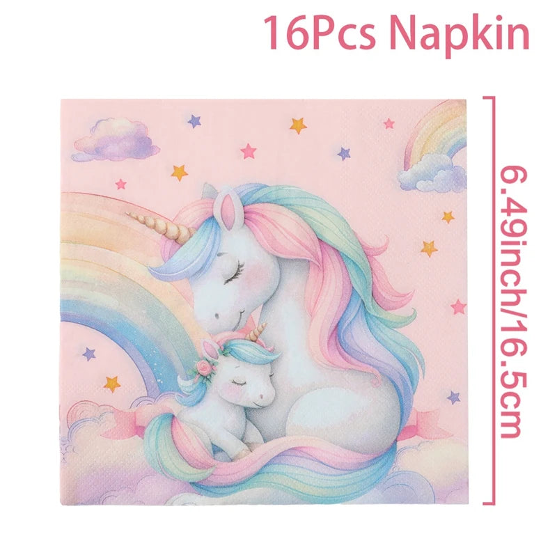 Rainbow Unicorn Disposable Tableware Happy 1st Birthday Party Decorations Kids Unicorn Theme Wedding Baby Shower Girls Supplies