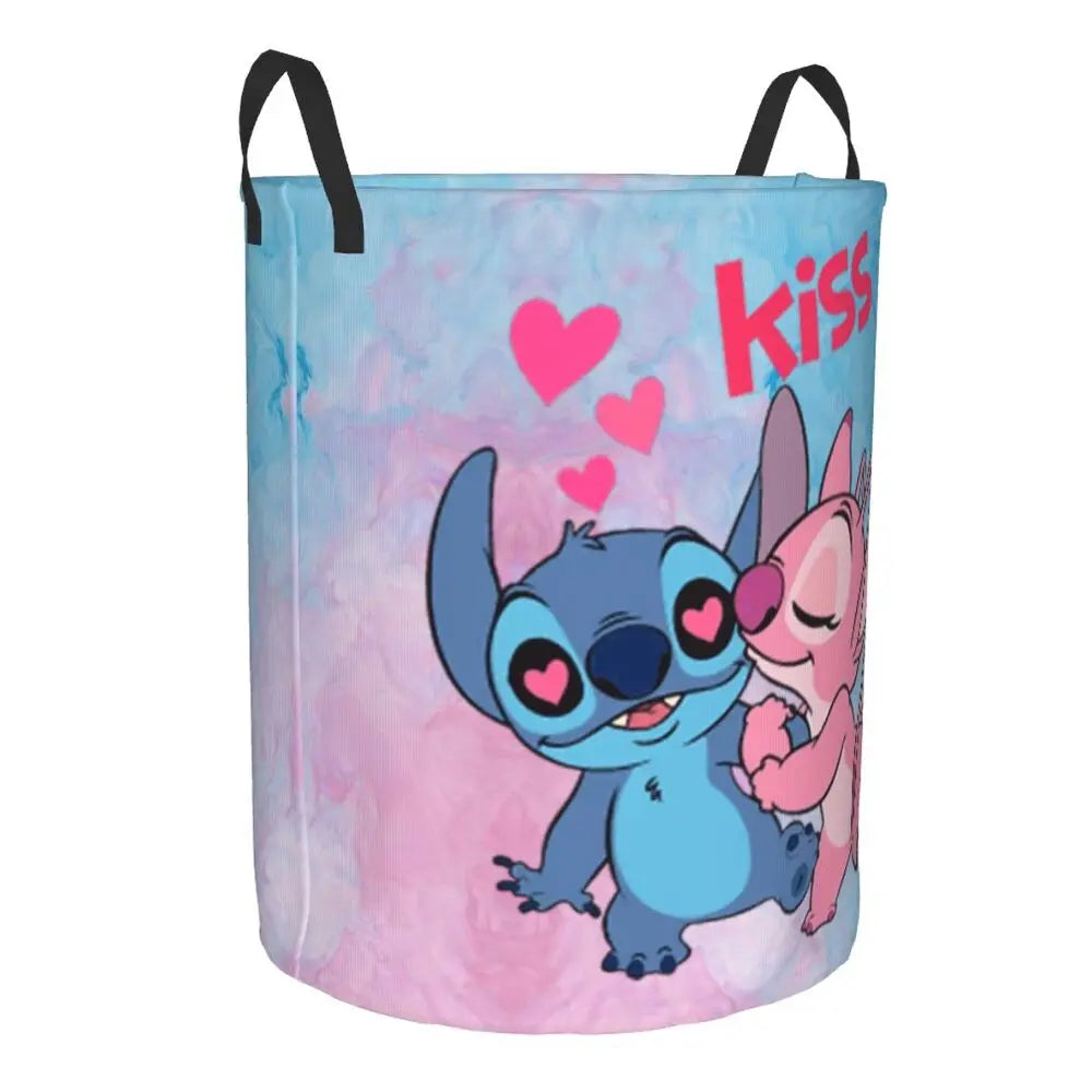 Customized SLilo And Stitch Cartoon Laundry Hamper Large Storage Basket Anime Kids Nursery Toy Organizer