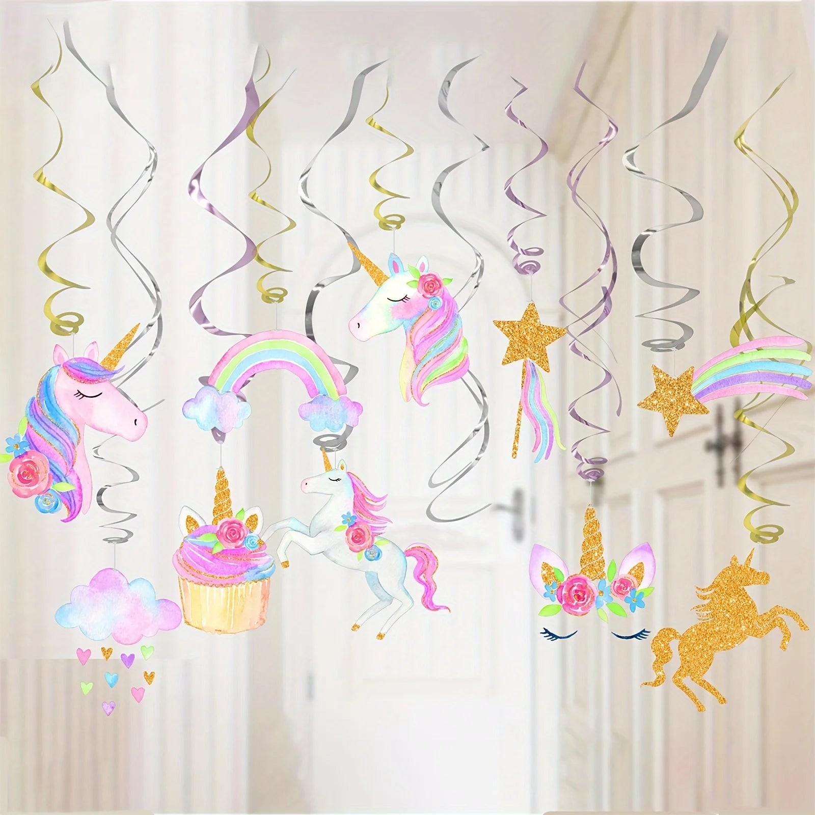 Magical Unicorn Swirl Decorations - Perfect For Birthday Parties, Weddings & More - Durable Plastic Princess Theme Party Supplie