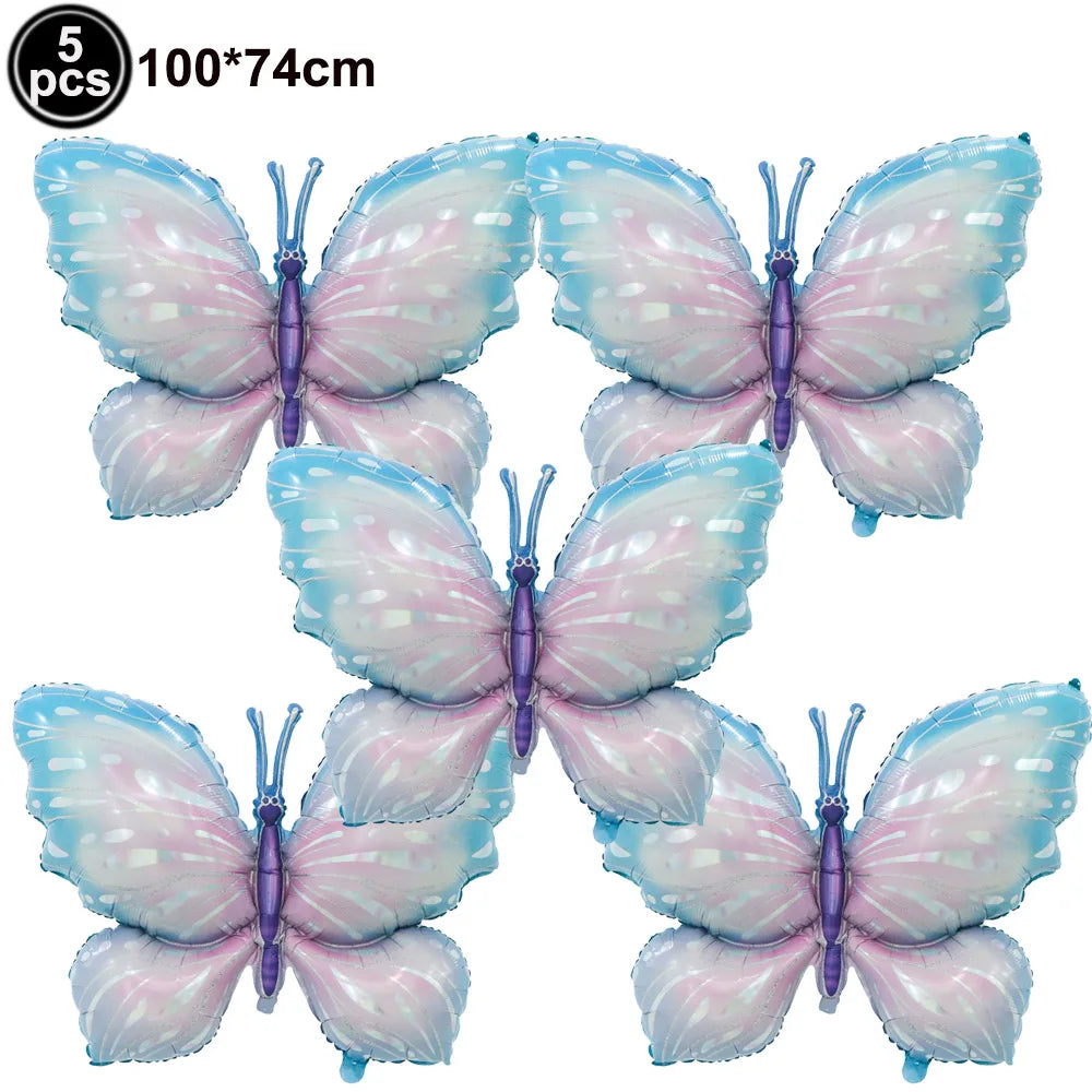 5pcs Colorful Butterfly Foil Balloons Butterfly Balloons Butterfly Themed Balloon Girl Party Birthday Wedding Baby Shower Decors
