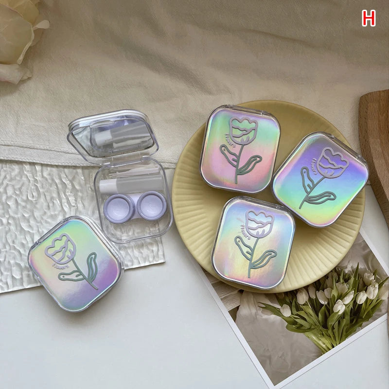 1pcs Cute Mini Contact Lenses Case Kit For Girls Travel Portable Contact Lens Box Contact Lens Storage Container