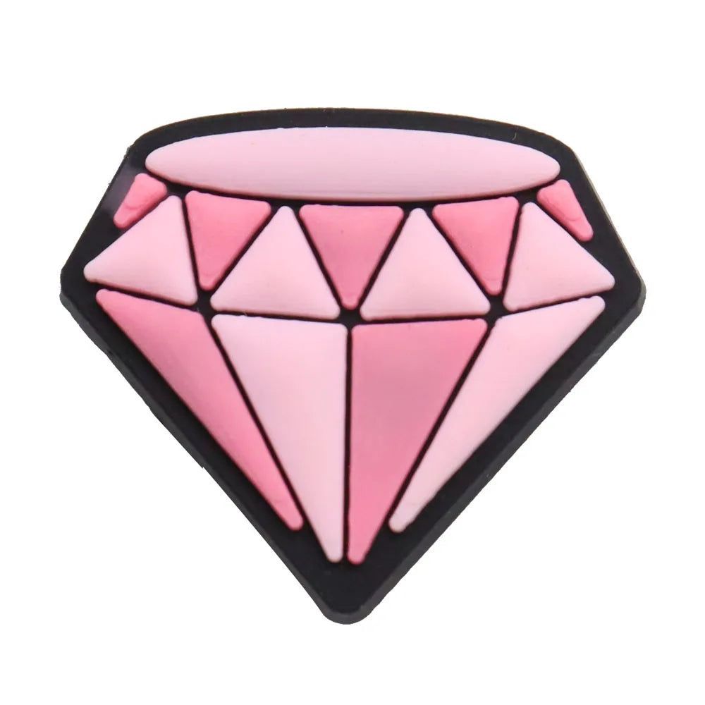 1Pcs PVC Hair Dryer Strawberry Cupcake Kids Shoe Charms Umbrella Crown Pink Series Buckle Clog Accessories Fit X-mas Gift