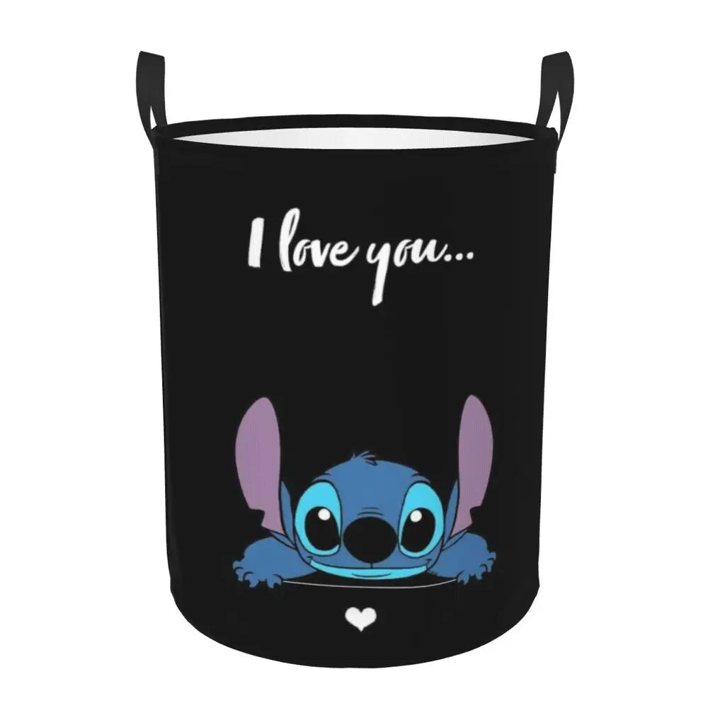 Customized SLilo And Stitch Cartoon Laundry Hamper Large Storage Basket Anime Kids Nursery Toy Organizer