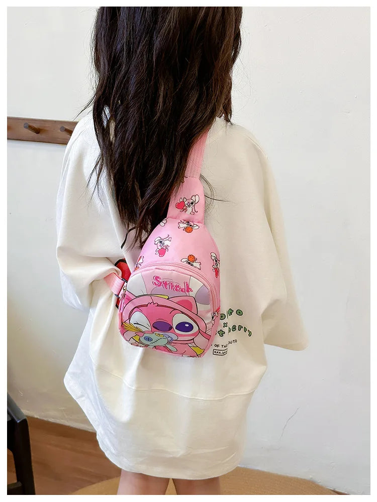 Stitch Anime Shoulder Bags Kawaii Fashion Chest Bag Travel Satchel Casual Portable Totes Backpacks Birthday Gifts For Boys Girls