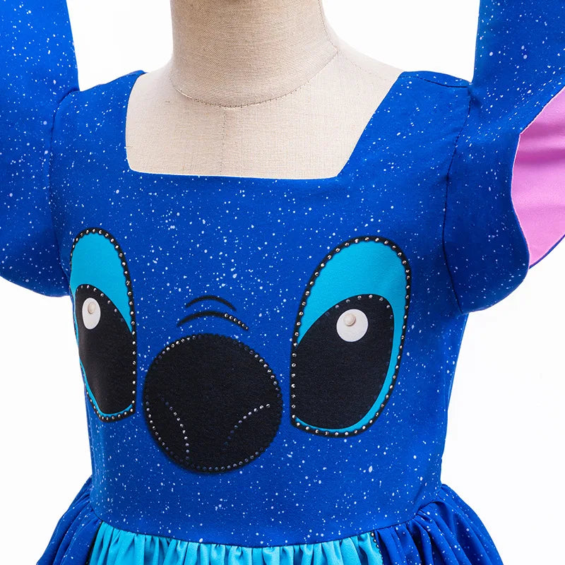Cartoon Lilo Stitch Cosplay Costume Girls Stitch Blue Dress Birthday Halloween Party Costume