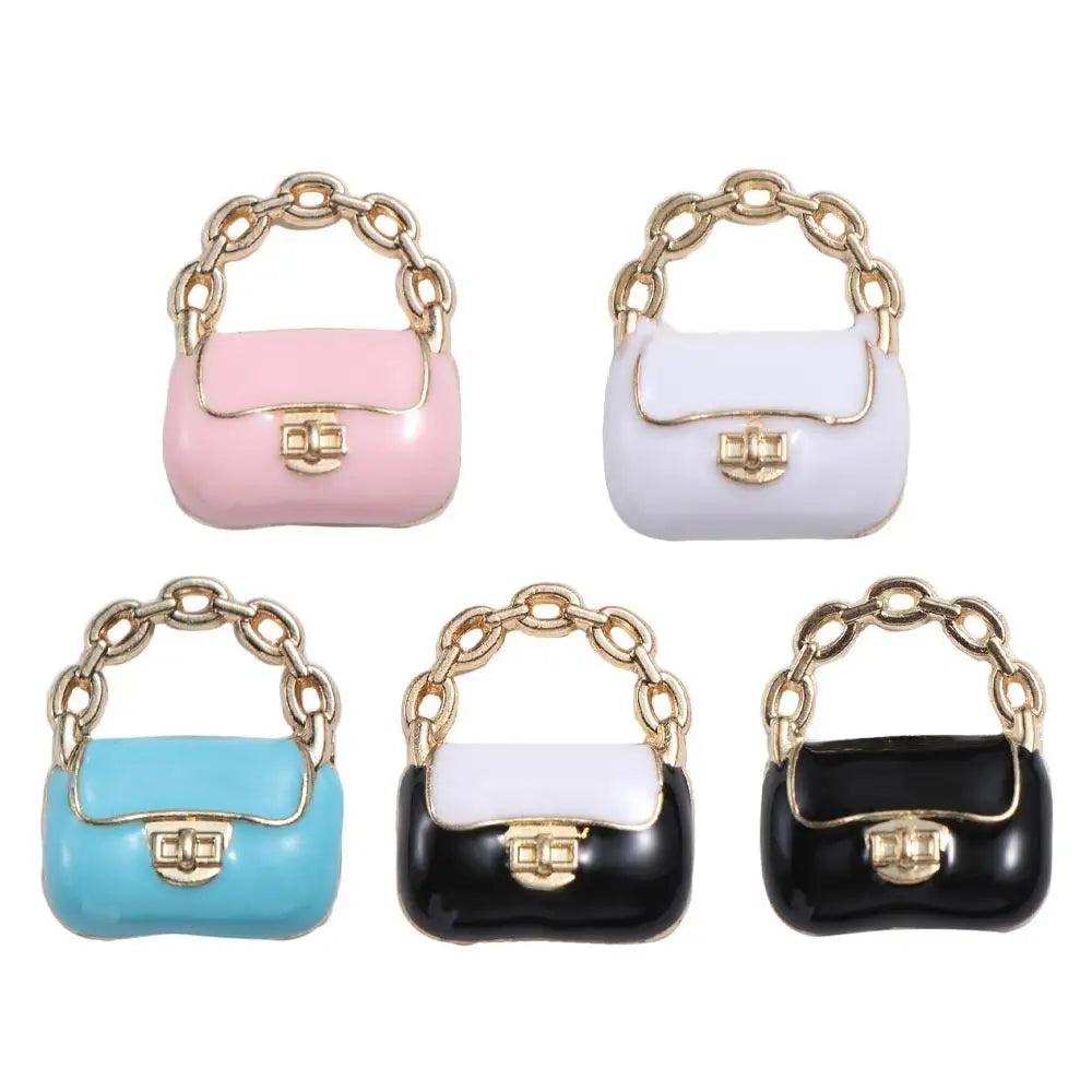 DIY Toy Dollhouse Miniature Metal Handbag Black/White Cute Doll Miniature Bag Decoration Fashion Dollhouse Mini Metal Chain Bag