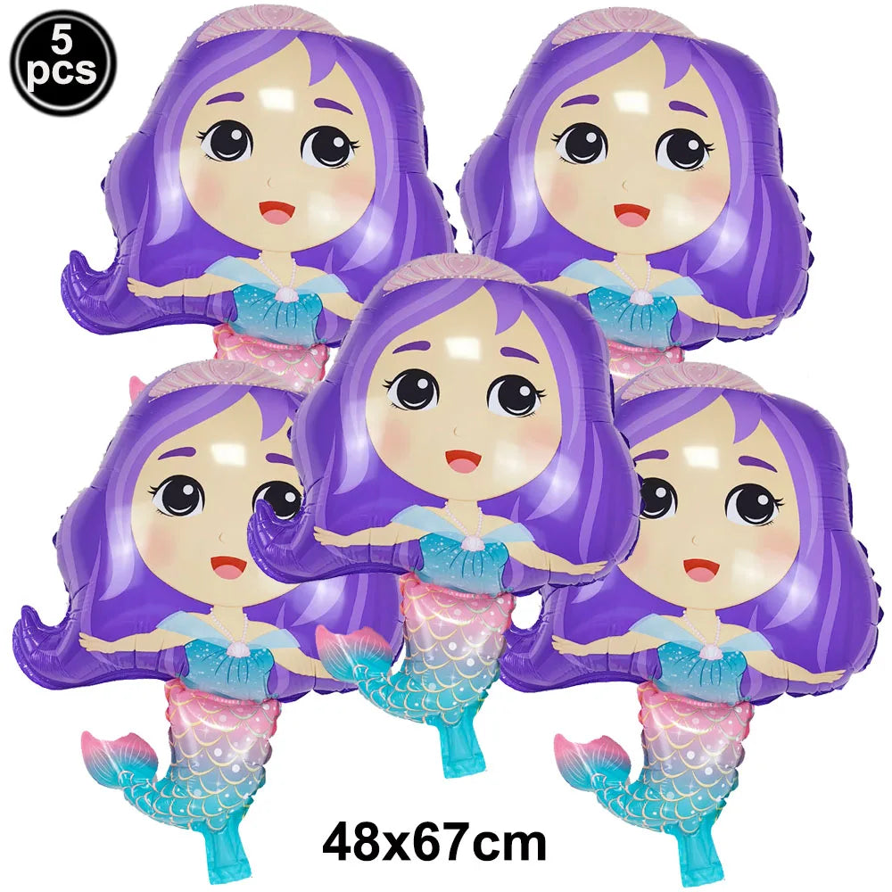 Standing Aluminum Film Smile Mermaid Balloon Children Birthday Partry Decor Supplies Lovely Surprise Toy Baby Shower Balloon