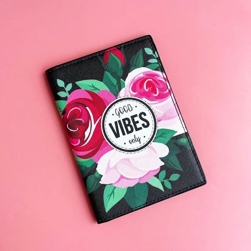 Flower and Plants Passport Cover PU Leather Travel Passport Holder for Girls Business Card Case Plane Ticket Card Holders Women