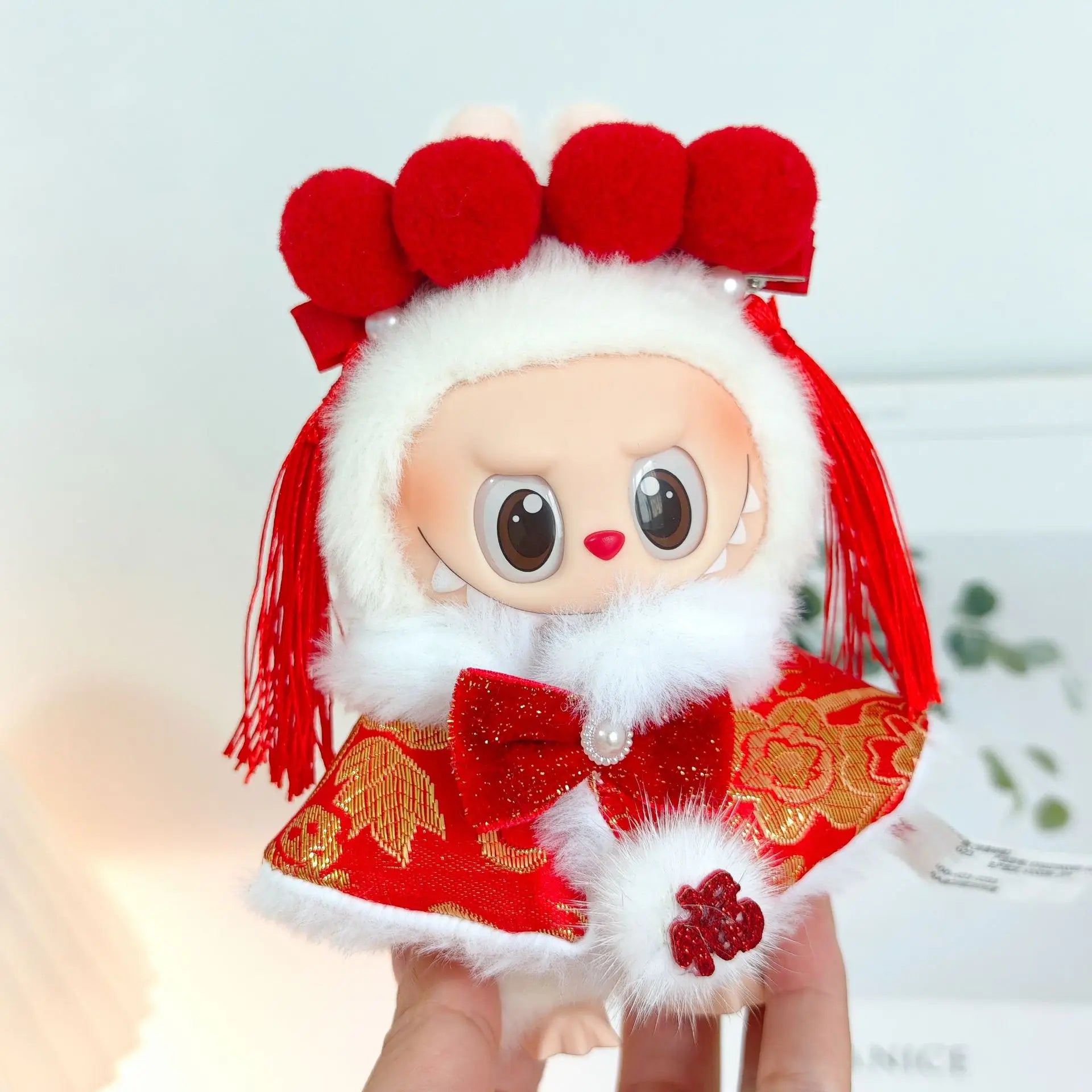 17cm Mini Plush Doll'S Clothes Outfit Accessories For Labubu V1 V2 Christmas Cookie Man Sweater Hat Clothing New Year Gift