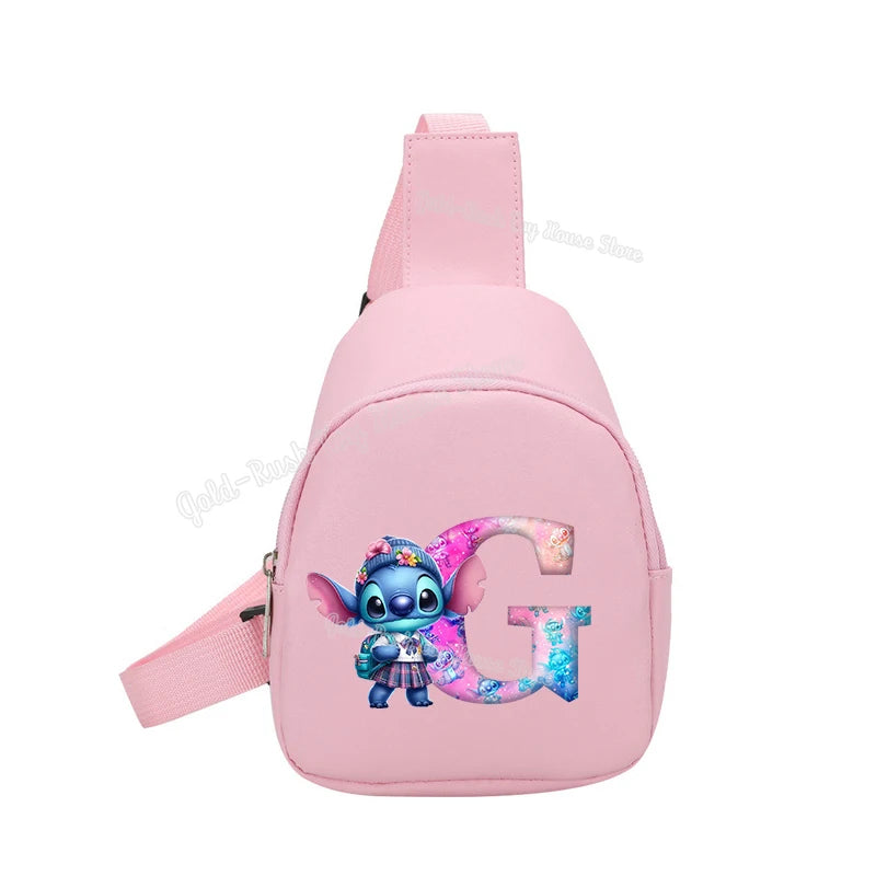 Cartoon Lilo&stitch Pu Chest Bag Mini Outdoor ShoulderBag Boy Girl Satchel Bags Costume Accessories Students Crossbady Bag Purse