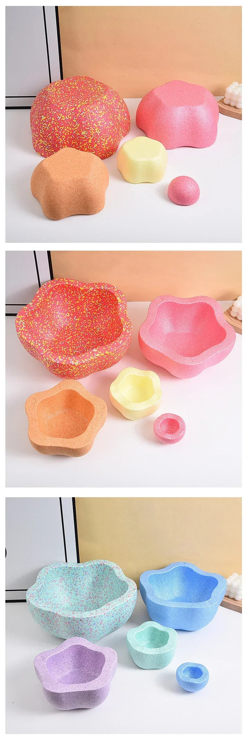 Children's Balance Training Foam Step Sensory Tube Assisted Outdoor Games Stacking Stones Flower Balance Sports Baby Toys Gifts