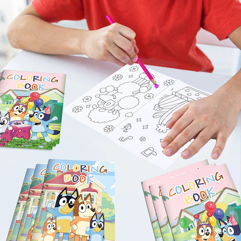 Bluey And Bingo Diy Coloring Drawing Book Anime Cartoon Color Graffiti Painting Book Education Puzzle Toys For Kids
