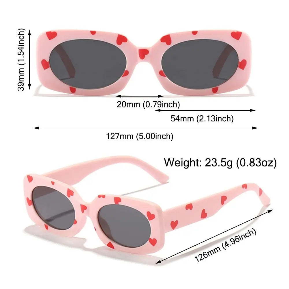 UV400 Heart Print Children Sunglasses Cute 2-8 Years Sun Protection Eyewear Kids Rectangular Sun Glasses