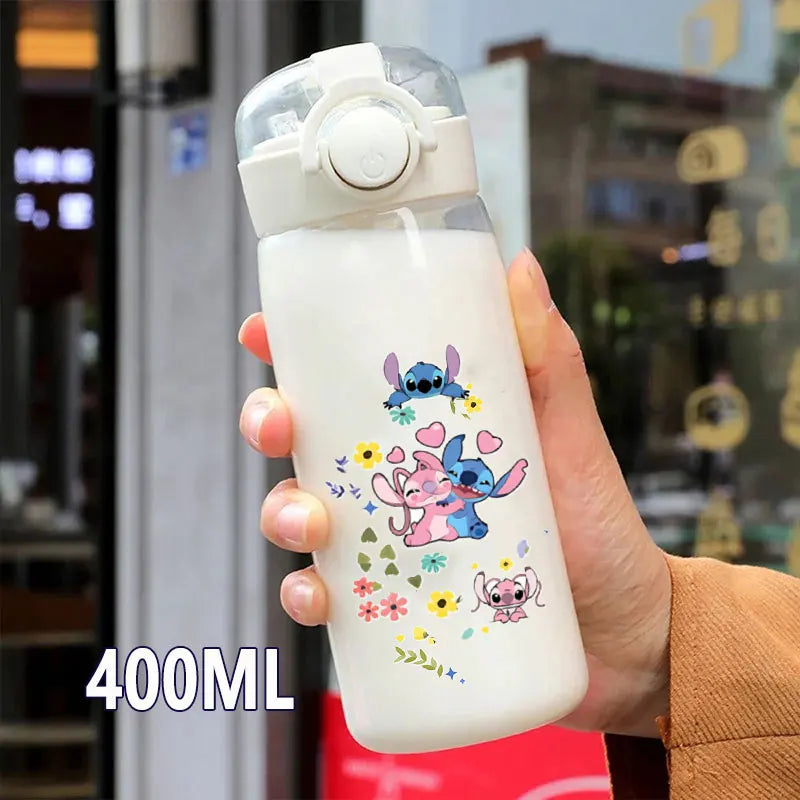 Lilo&Stitch 560/600/400ML Water Cup Children Portable Plastic Transparent Straw Stitch Outdoor Large Capacity Sport Water Bottle