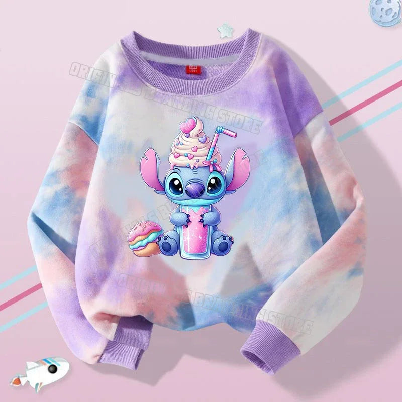 Stitch Tops Sweaters Children Baby Long Sleeve Casual Clothes Boy Girl Sweatshirt Kids Clothing Fall Hood Sweat Shirts Clothes