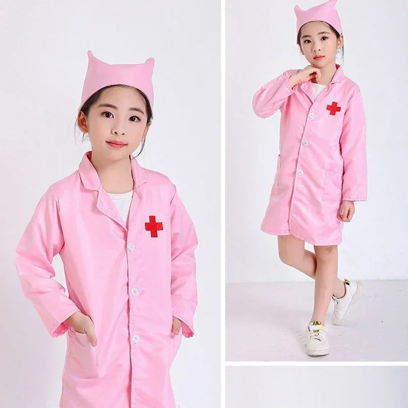 Children Doctors Nurses Kindergartens Professional Practitioners Role Dressing Performance Costume White Coat Festival Costumes