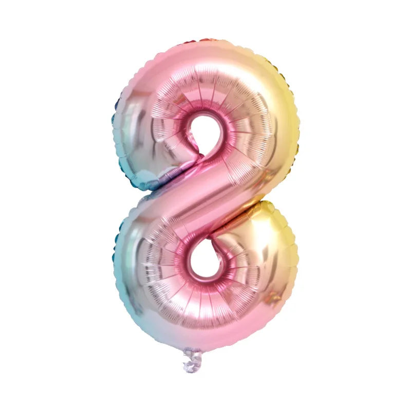 Unicorn Balloon 32inch Number Foil Balloon Set Birthday Party Decor Kids Unicorn Disposable Tableware Baby Shower Party Supplies