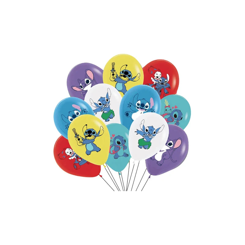 Stitch Birthday Party Decoration Pink Angel&Stitch Theme Event Supplies For Kids Balloon Disposable Tableware Banner Backdrop