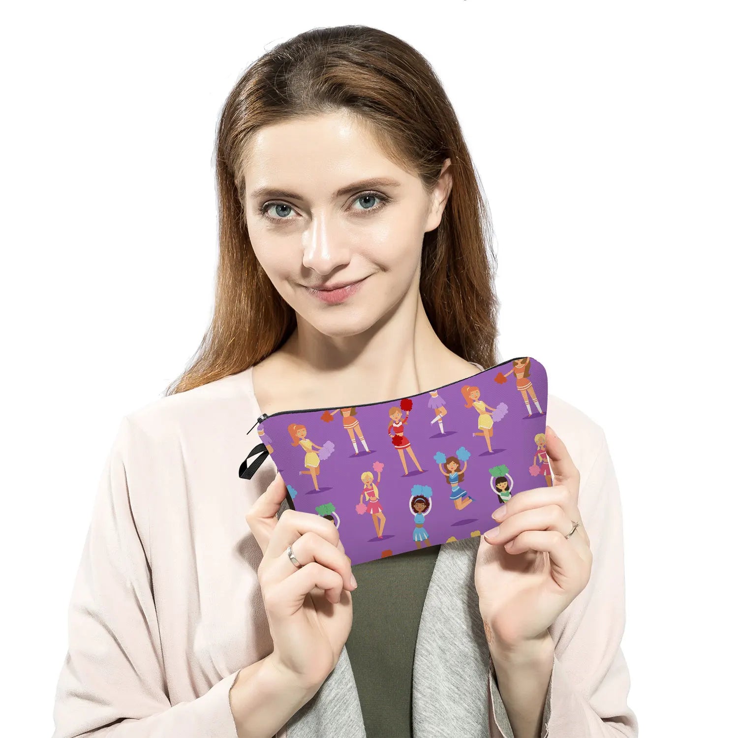 Cheerleading Girl Makeup Bag Club Gift Bag Female Portable Custom Pattern Cosmetic Bag Travel Organizer Storage Bag Toiletry Kit
