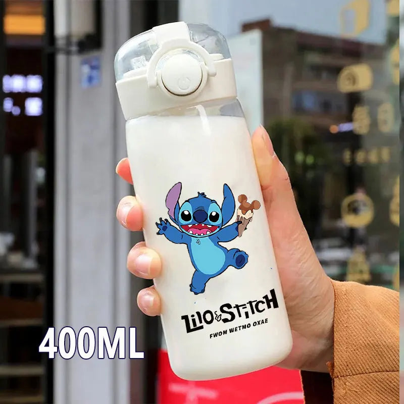 Lilo&Stitch 560/600/400ML Water Cup Children Portable Plastic Transparent Straw Stitch Outdoor Large Capacity Sport Water Bottle