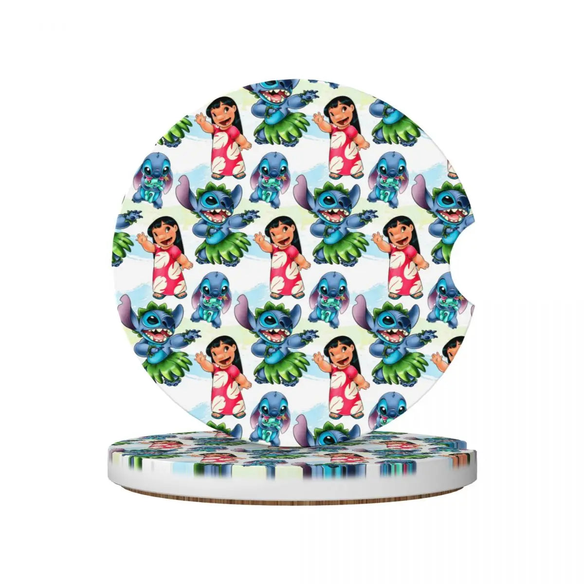 Kawaii Stitch Cartoon Car Cup Coaster 2PCS Universal Cup Holders Embedded in Ornaments Coaster Car Interior Accessories