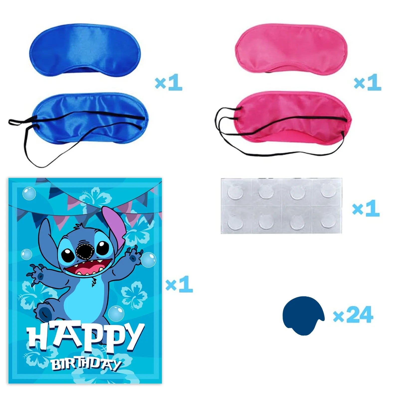 Pin The Nose on The lilo Stitch Birthday Party Game Stickers Poster Stitch Party Background Party Game Kids Favor Gifts Supplies