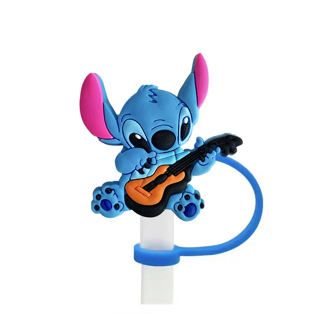 Cute Stitch Cartoon Silicone Straw Covers For Water Glass Bottle Drinking Dust Cap Straw Tips Cover Cup Accessories For 10mm