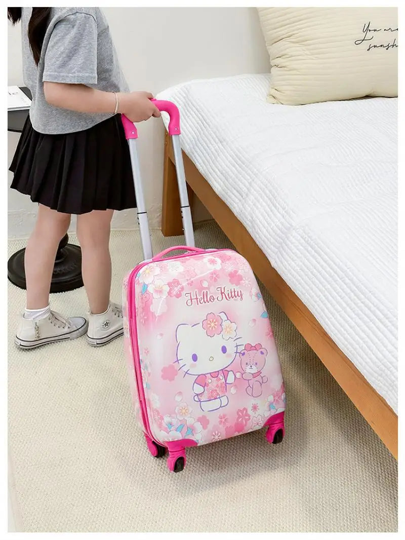 New 18-Inch Suitcase Kawaii Kuromi Kids Trolley Case Student Cartoon Luggage Girls Travel Portable Boarding Case Kids Toys Gift