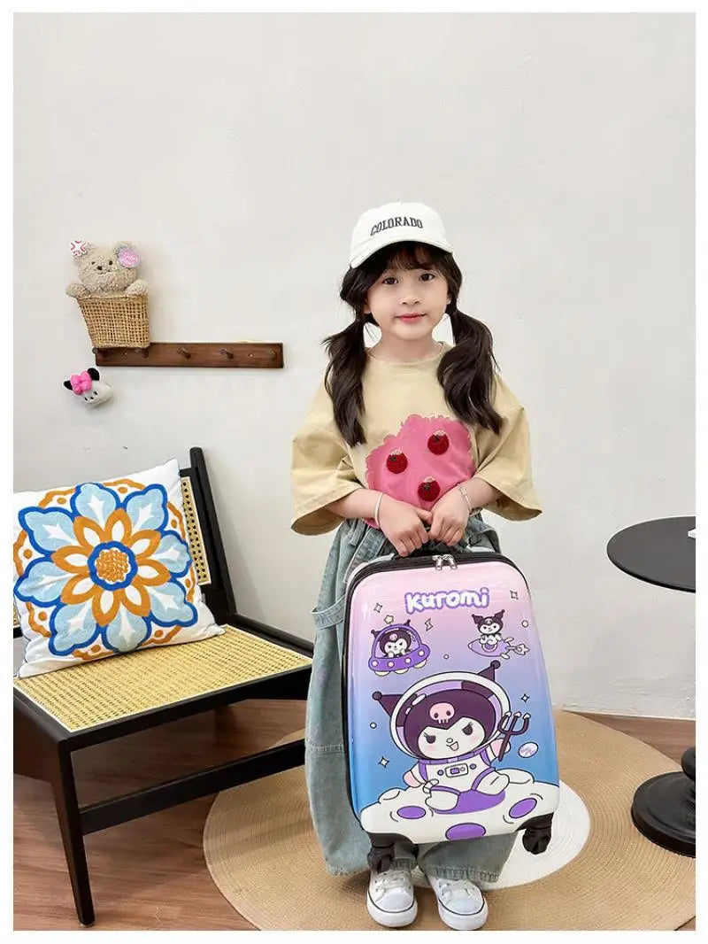 New 18-Inch Suitcase Kawaii Kuromi Kids Trolley Case Student Cartoon Luggage Girls Travel Portable Boarding Case Kids Toys Gift