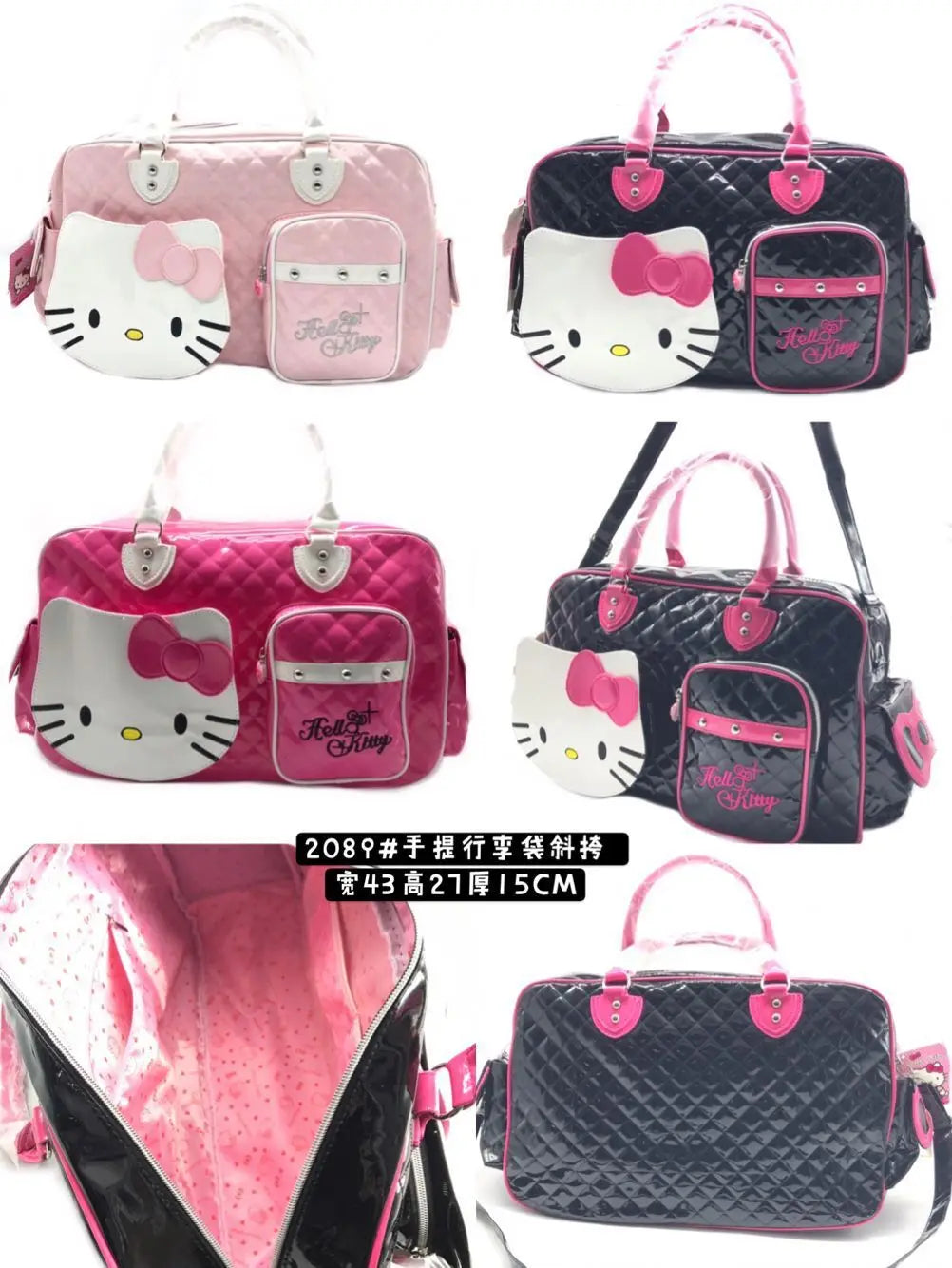Hello Kitty Handbag Sanrio Travel Satchel Anime Kit Bag Sweetheart Hottie Y2K Girl Crossbody Pu High Capacity Bag Wholesale