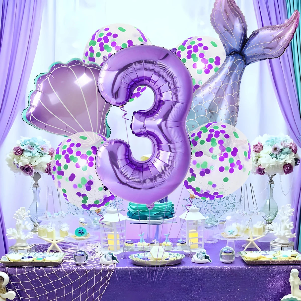 Little Mermaid Party Decoration Mermaid Disposable Tableware Happy 1st Birthday Party Decorations Kids Baby Shower Girl Supplies