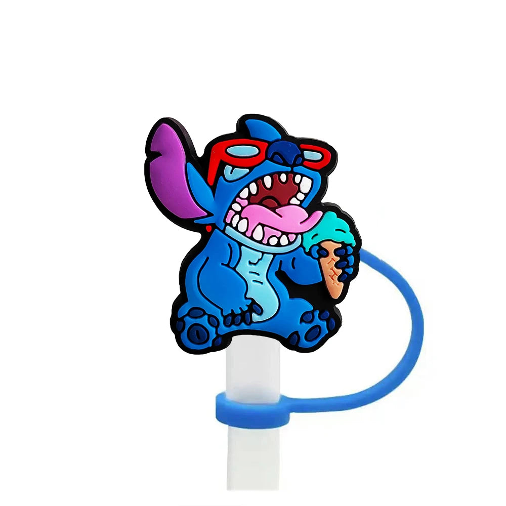 Cute Stitch Cartoon Silicone Straw Covers For Water Glass Bottle Drinking Dust Cap Straw Tips Cover Cup Accessories For 10mm