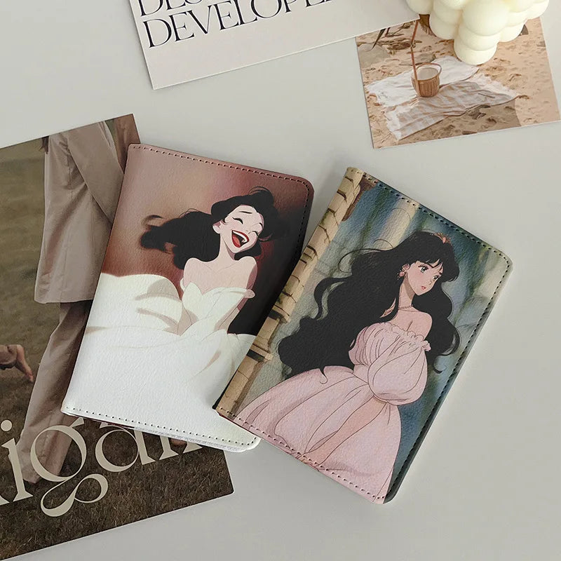 Beautiful Princess Passport Cover Passport Holder Ladies' Travel Essentials Portable Passport Wallet Girls Card Package