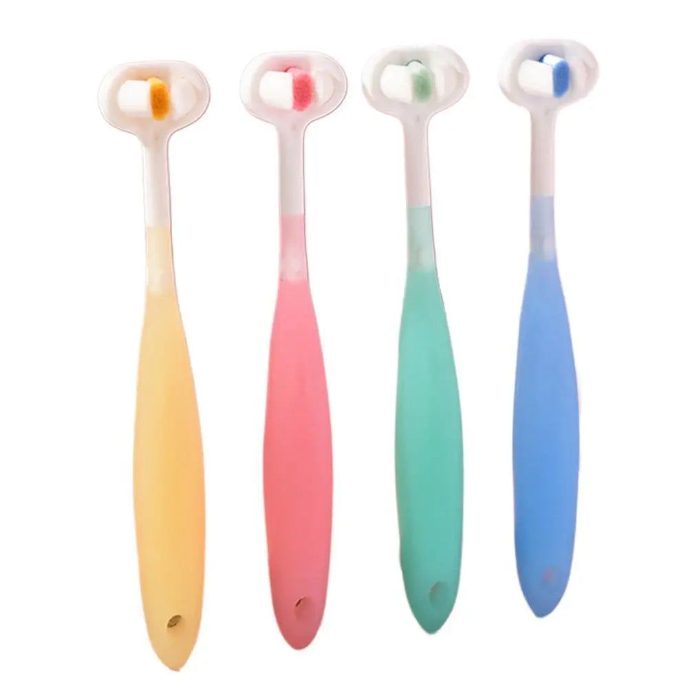 Candy Color Three Sided Toothbrush Teeth Clean 360 Degree 3D Tooth Brush Deep Cleaning Soft Bristle Oral Care Brush Boy Girl