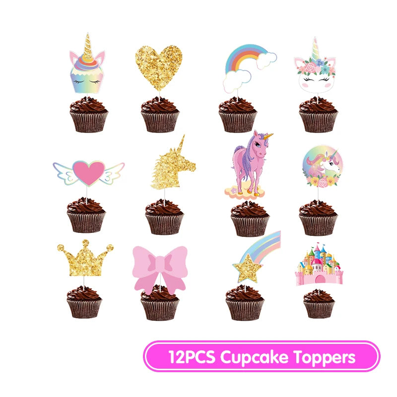 Unicorn Birthday Decoration Face Mask Gift Bags Tablecloth Unicorn Happy Birthday Balloons Candy Box Kids Birthday Party Favors