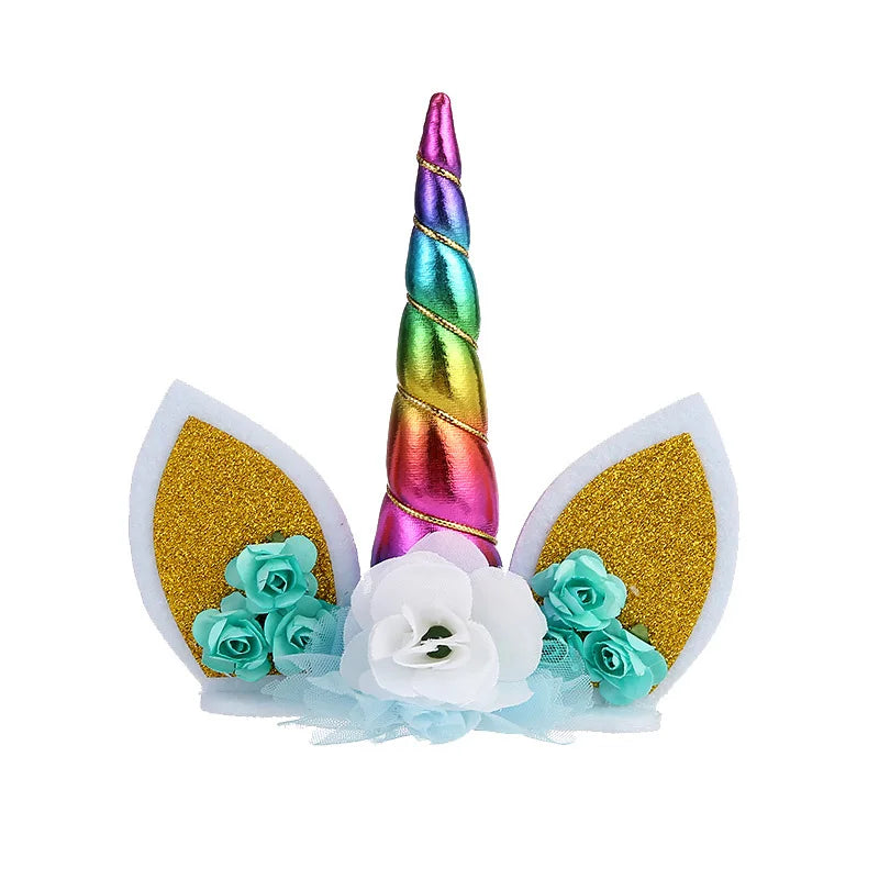 Unicorn Cake Toppers Rainbow Unicorn Horn Wings Girl Birthday Party DIY Decoration Cupcake Wrapper Unicorn Theme Party Supplies