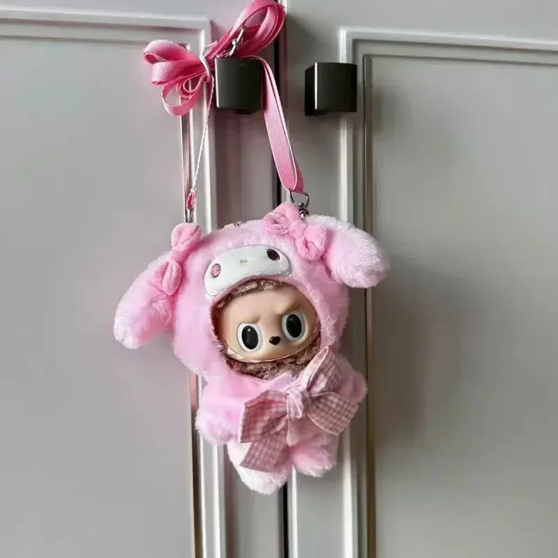 Sanrio Doll Clothes Head Covering Kawaii Anime Hello Kitty Kuromi Melody Cinnamoroll Clothing Cute Labubu Plush Clothes Gift