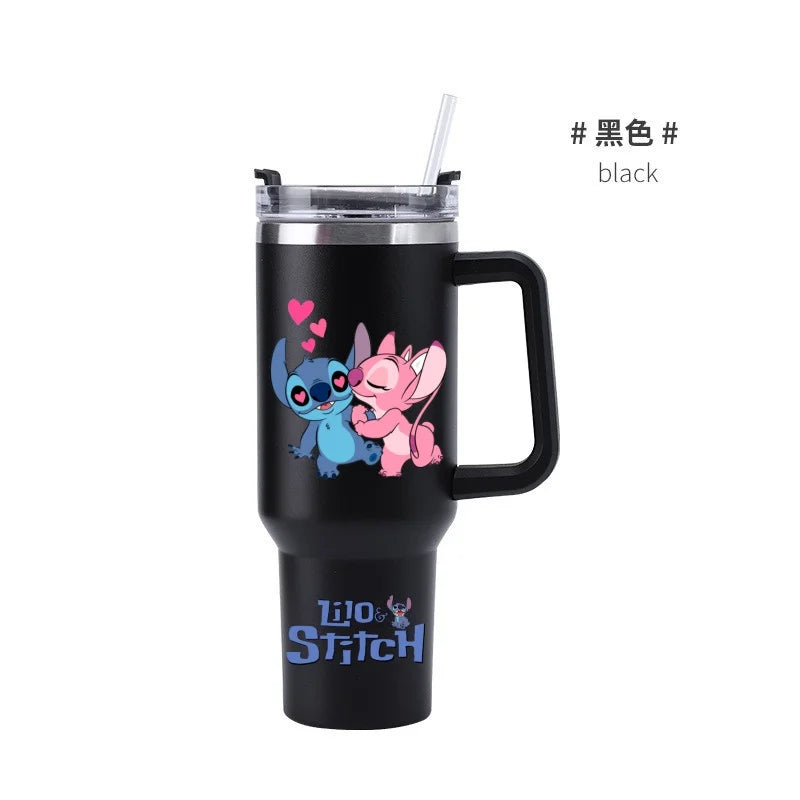 Thermal Coffee Lilo & Stitch Cups with Straw Stainless Steel Vacuum Insulated Tumbler 40oz Thermal Iced Travel Cup for Outdoor