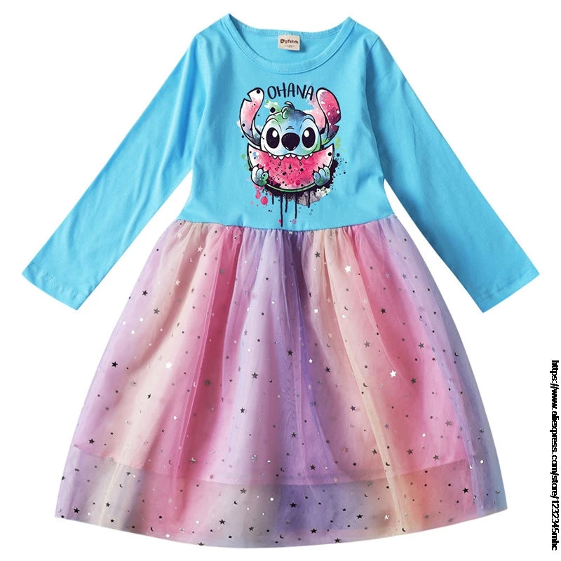 Spring Summer New Children Day Girl Dress Cosplay Costume For Lilo And Stitch Girl Lace Party Birthday Pincess Children Clothing