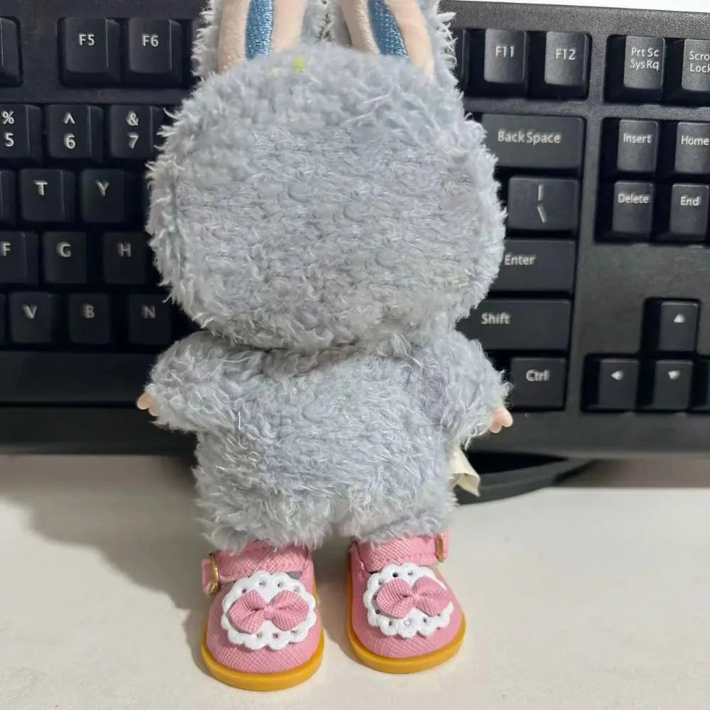 Doll Leather Shoes Labubu Bow Shoes for 17cm Labubu 10cm EXO /Cotton Doll Finger Shoes