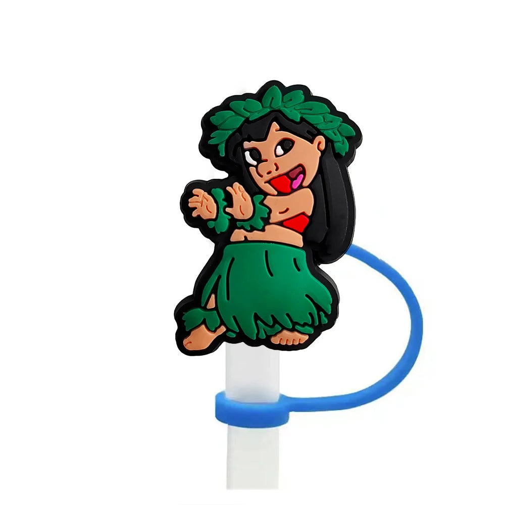 Cute Stitch Cartoon Silicone Straw Covers For Water Glass Bottle Drinking Dust Cap Straw Tips Cover Cup Accessories For 10mm