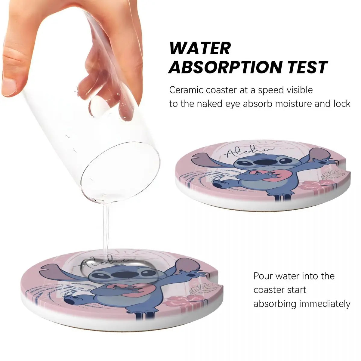 Kawaii Stitch Cartoon Car Cup Coaster 2PCS Universal Cup Holders Embedded in Ornaments Coaster Car Interior Accessories