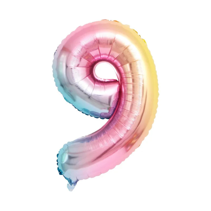 Unicorn Balloon 32inch Number Foil Balloon Set Birthday Party Decor Kids Unicorn Disposable Tableware Baby Shower Party Supplies