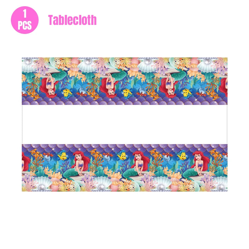 Mermaid Ariel Princess Birthday Party Decorations Disposable Tableware Plate Straw Cup Balloons Baby Shower Party Supplies