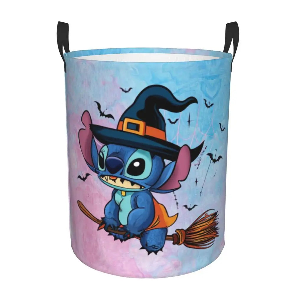 Customized SLilo And Stitch Cartoon Laundry Hamper Large Storage Basket Anime Kids Nursery Toy Organizer