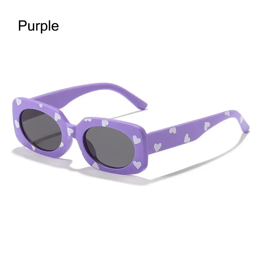 UV400 Heart Print Children Sunglasses Cute 2-8 Years Sun Protection Eyewear Kids Rectangular Sun Glasses