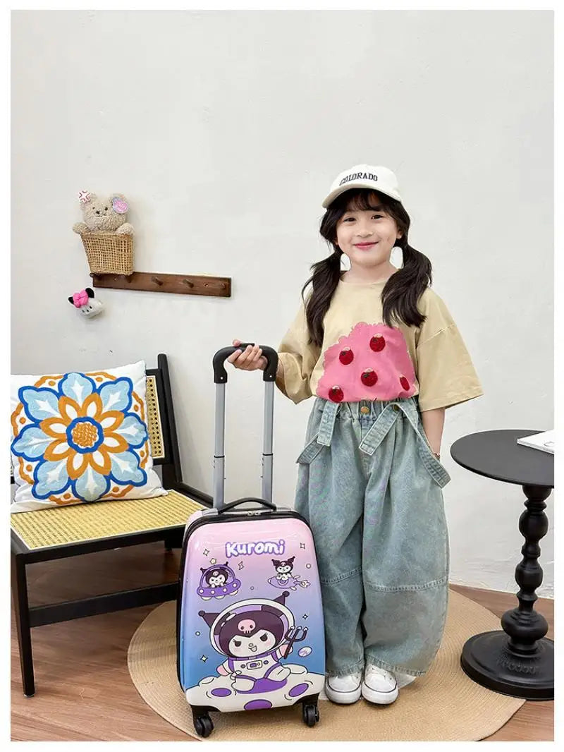 New 18-Inch Suitcase Kawaii Kuromi Kids Trolley Case Student Cartoon Luggage Girls Travel Portable Boarding Case Kids Toys Gift